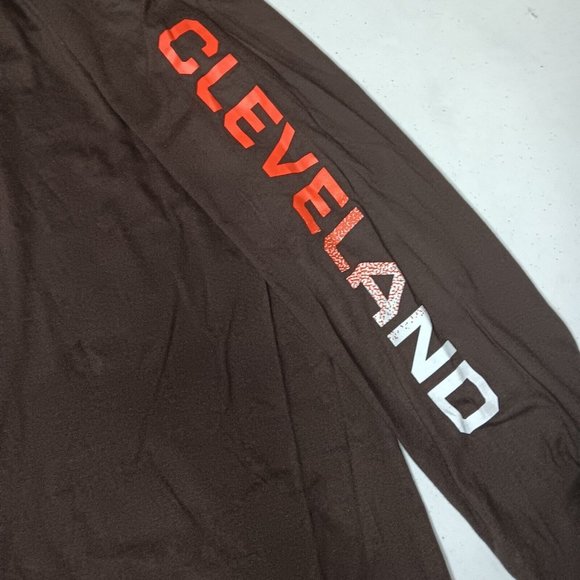 Cleveland Browns Fanitics Mens XL Shirt Long Sleeve Brown NFL Football Helmet - Picture 6 of 13
